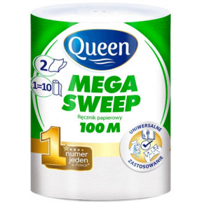 Бумажные полотенца Queen Mega Sweep двухслойные 100 м